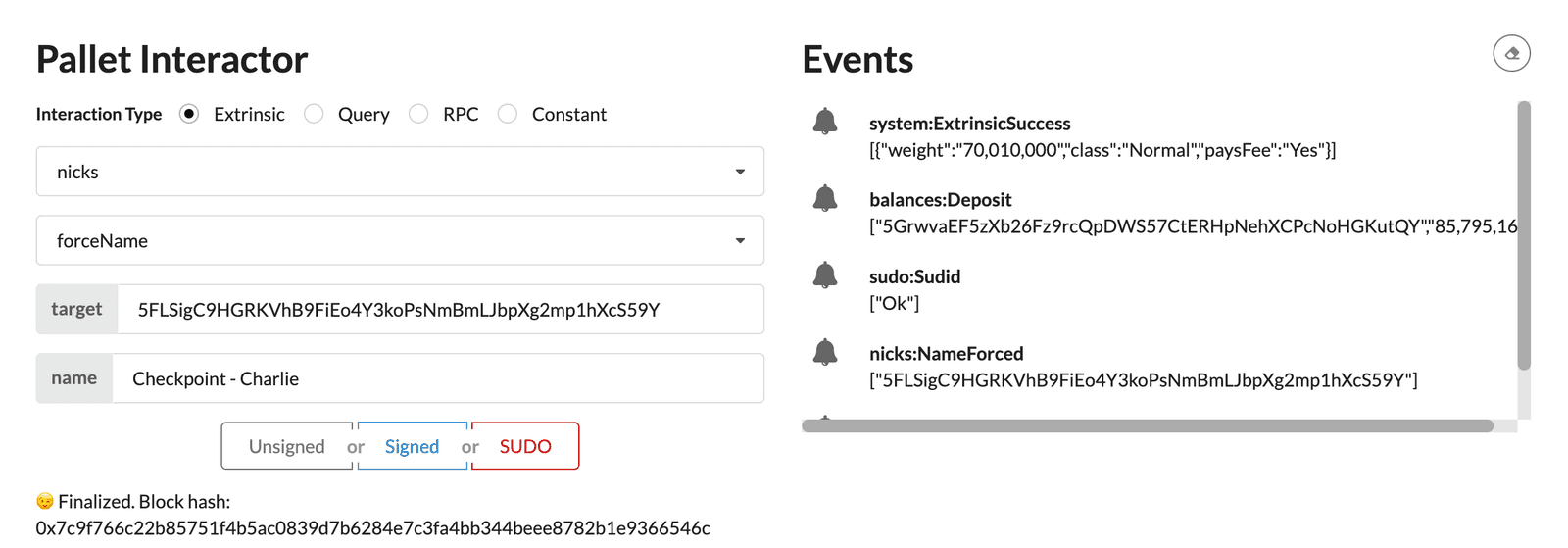 Use SUDO to submit a transaction